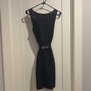 BCBGMaxAzria Black Backless Dress with Embellished Details